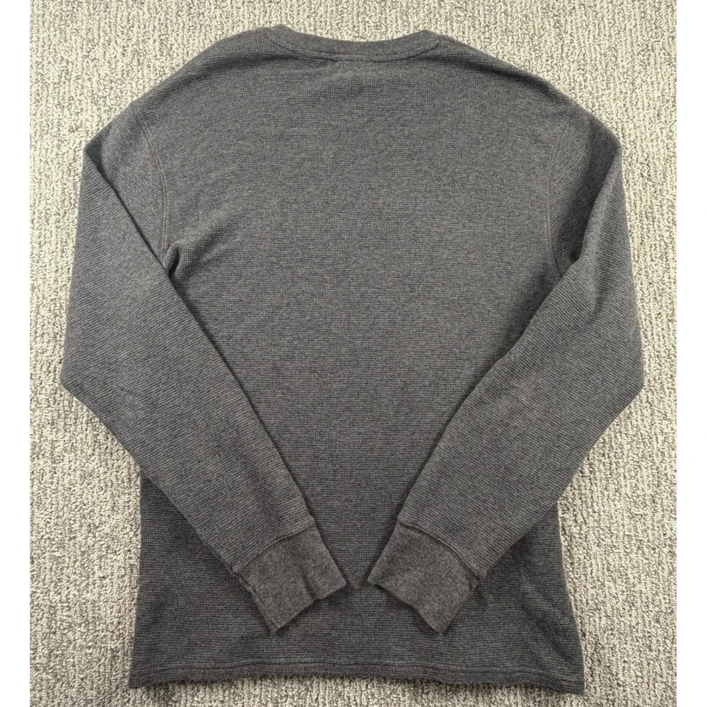 Polo Ralph Lauren Thermal Shirt Mens M Grey Waffle Knit Long Sleeve Pony Logo
